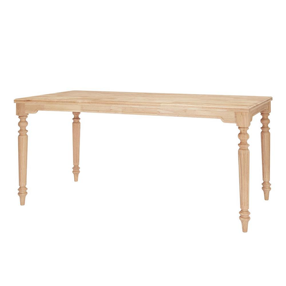 Stylewell Unfinished Wood Rectangular Table For 6 With Leg Detail 68 In L X 29 75 In H T 07 The Home Depot