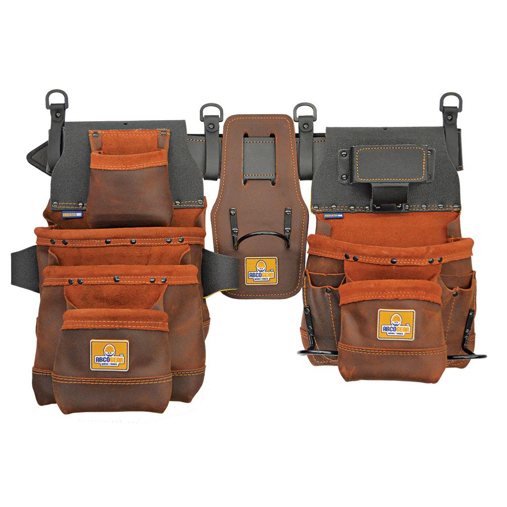 Leather Tool Belts Storage The Home Depot 20 In 12 Pocket Elite Series Pro Framer S Tool Belt