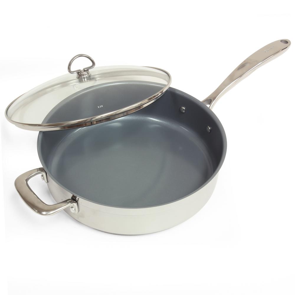 Chantal Induction 21 Steel 5 Qt. Ceramic NonStick Skillet with Glass