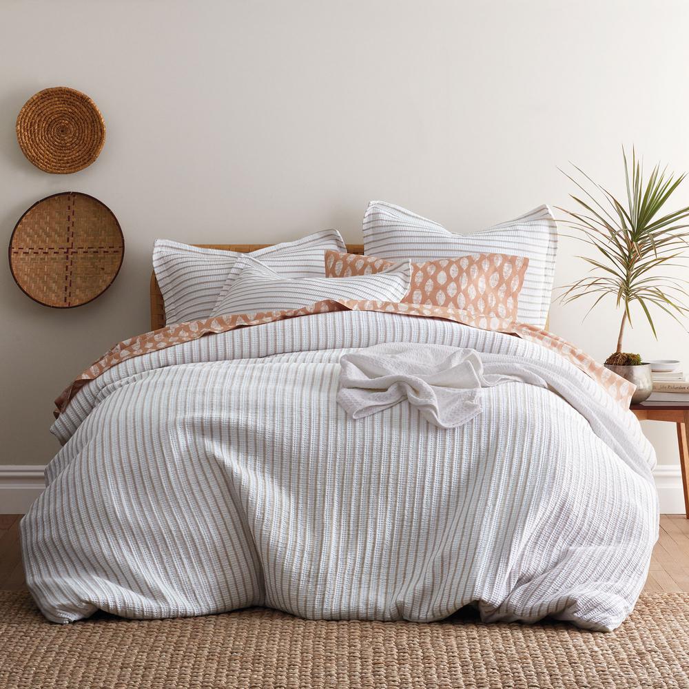 The Company Store Orion Taupe Striped Organic Cotton King Duvet