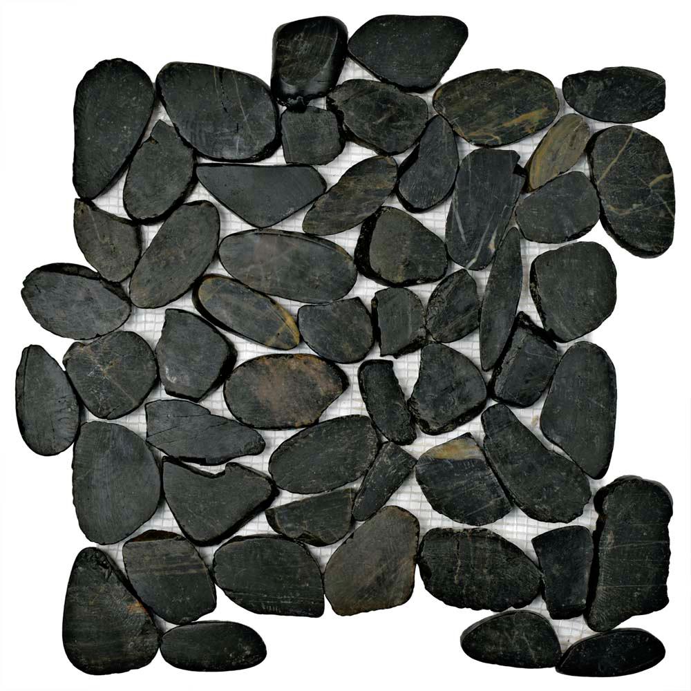 Merola Tile Riverstone Flat Black 11-3/4 in. x 11-3/4 in. x 10 mm