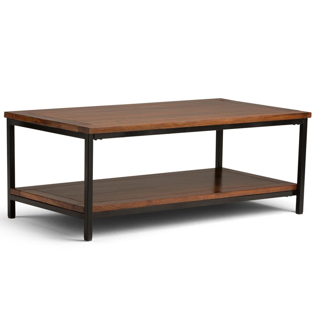 Simpli Home Skyler Dark Cognac Brown Coffee Table3AXCSKY01 The Home