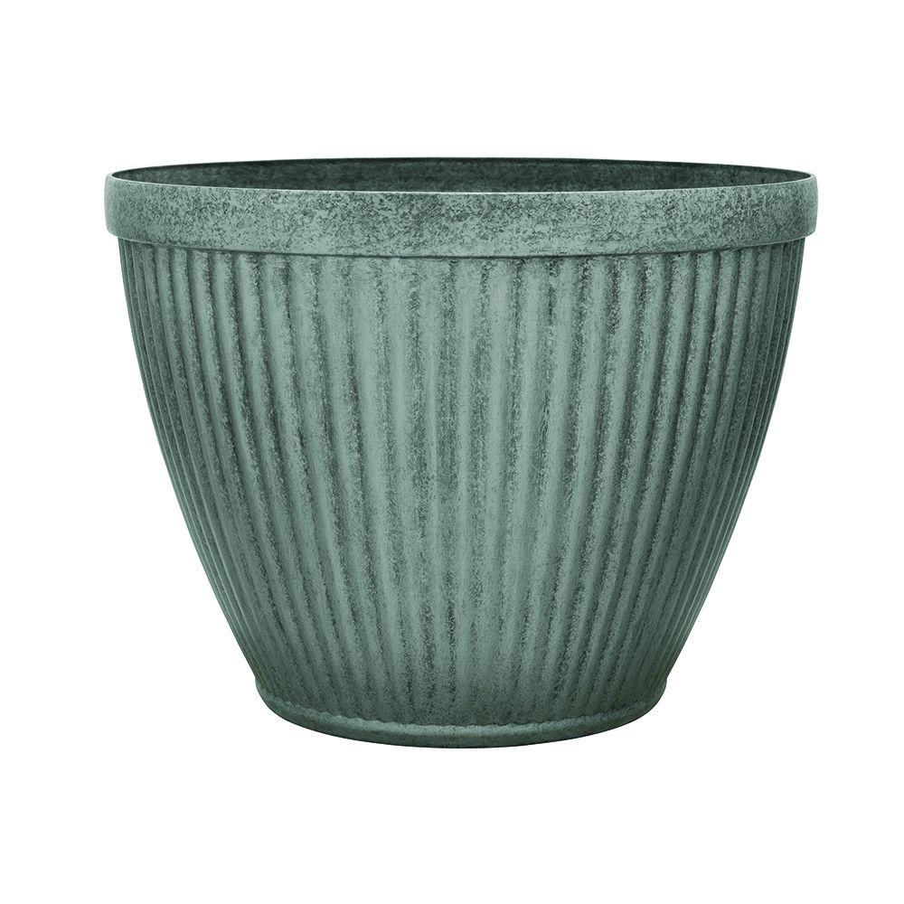 Silver Farmhouse Large Planters Garden Center The Home Depot Westland 20 5 In X 15 Resin Planter