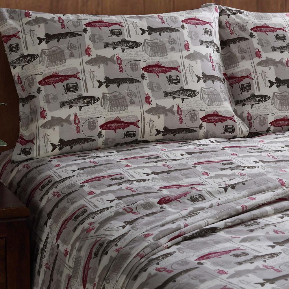 Remington Trout Fishing Queen Sheet Set SS1647QN 4700 The Home Depot