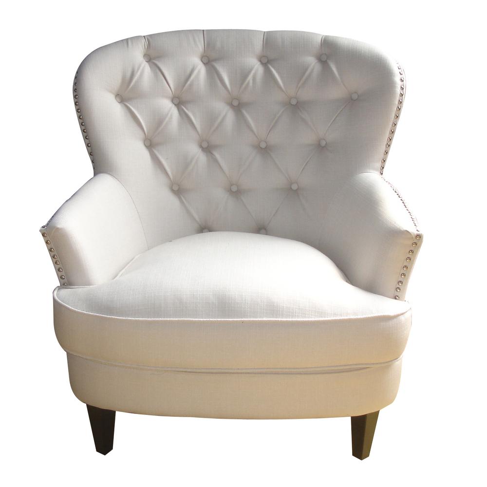 Noble House Tafton Ivory Fabric Tufted Club Chair 7207 The Home