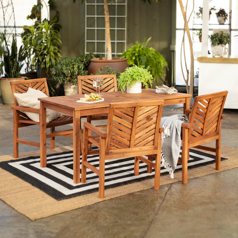 Walker Edison Furniture Company Chevron Brown 5 Piece Wood Outdoor Patio Dining Set Hd8067 The Home Depot - Wooden Outdoor Patio Dining Set Walker Edison Furniture Company Chevron Brown 5 Piece Wood Outdoor Patio Dining Set Hd8067 The Home Depot - Wooden Outdoor Patio Dining Set