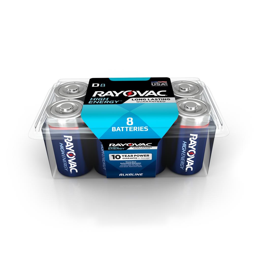 Rayovac High Energy Alkaline D15 Volt Battery 8 Pack 813 8ppj The Home Depot 6452