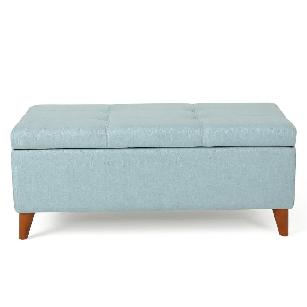 Noble House Harper Light Blue Fabric Storage Ottoman298881 The Home Depot