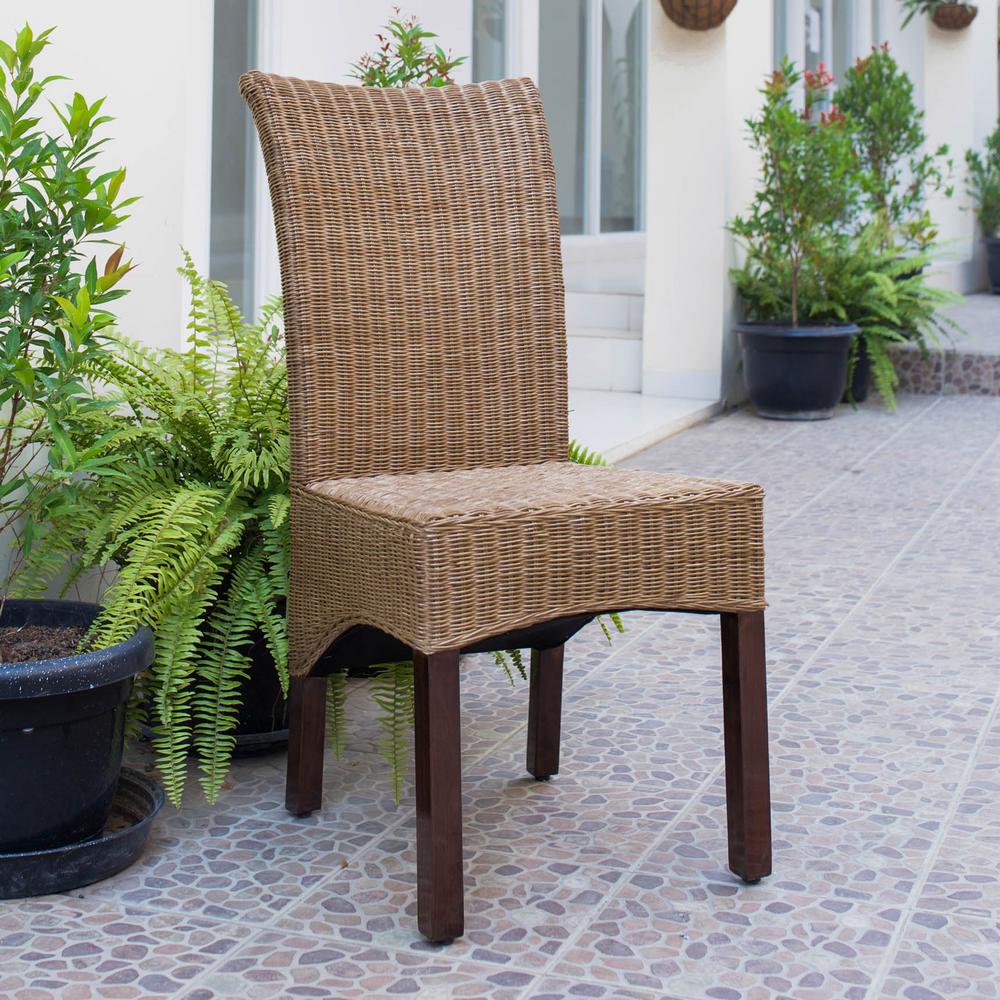 Campbell Salak Brown Rattan Wicker Stained Finish Dining Chair With Campbell Salak Brown Rattan Wicker Stained Finish Dining Chair With Gany Hardwood Frame