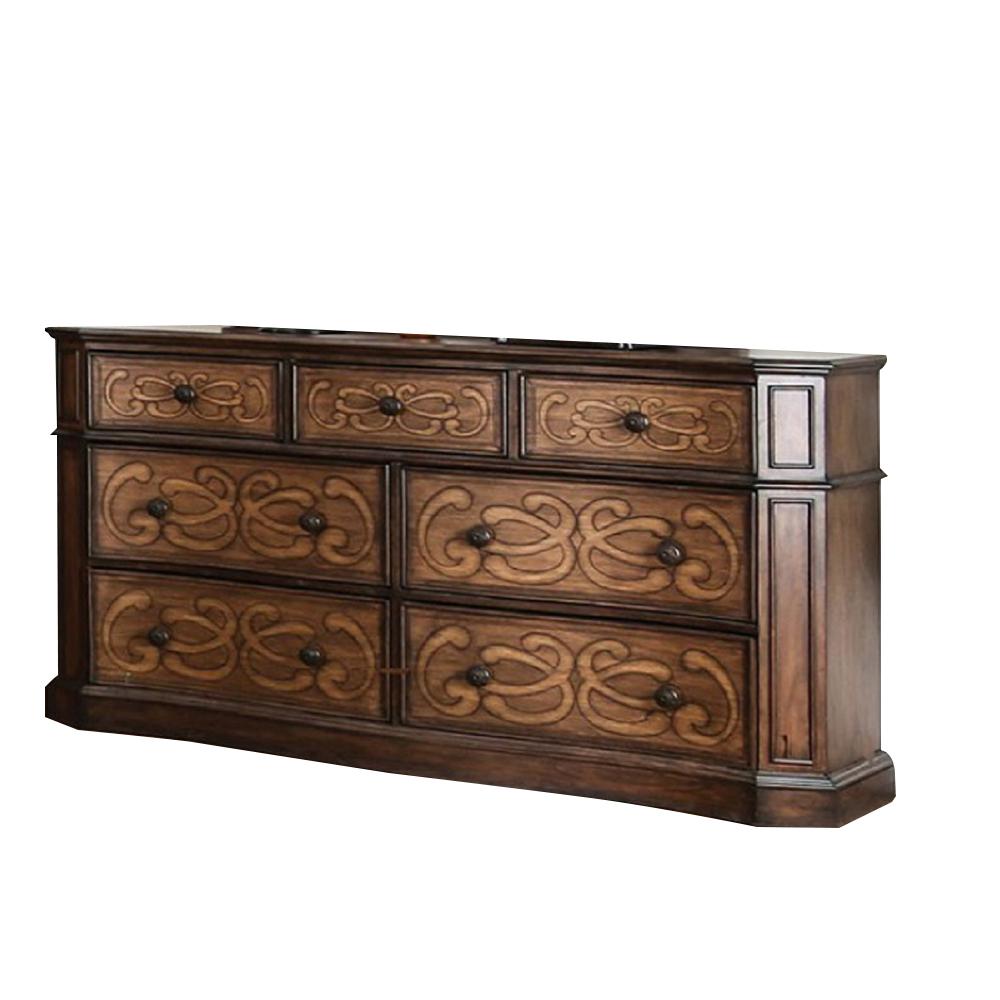 Unbranded Emmaline 7Drawers Warm Chestnut Dresser 40 in. H x 68 in. W