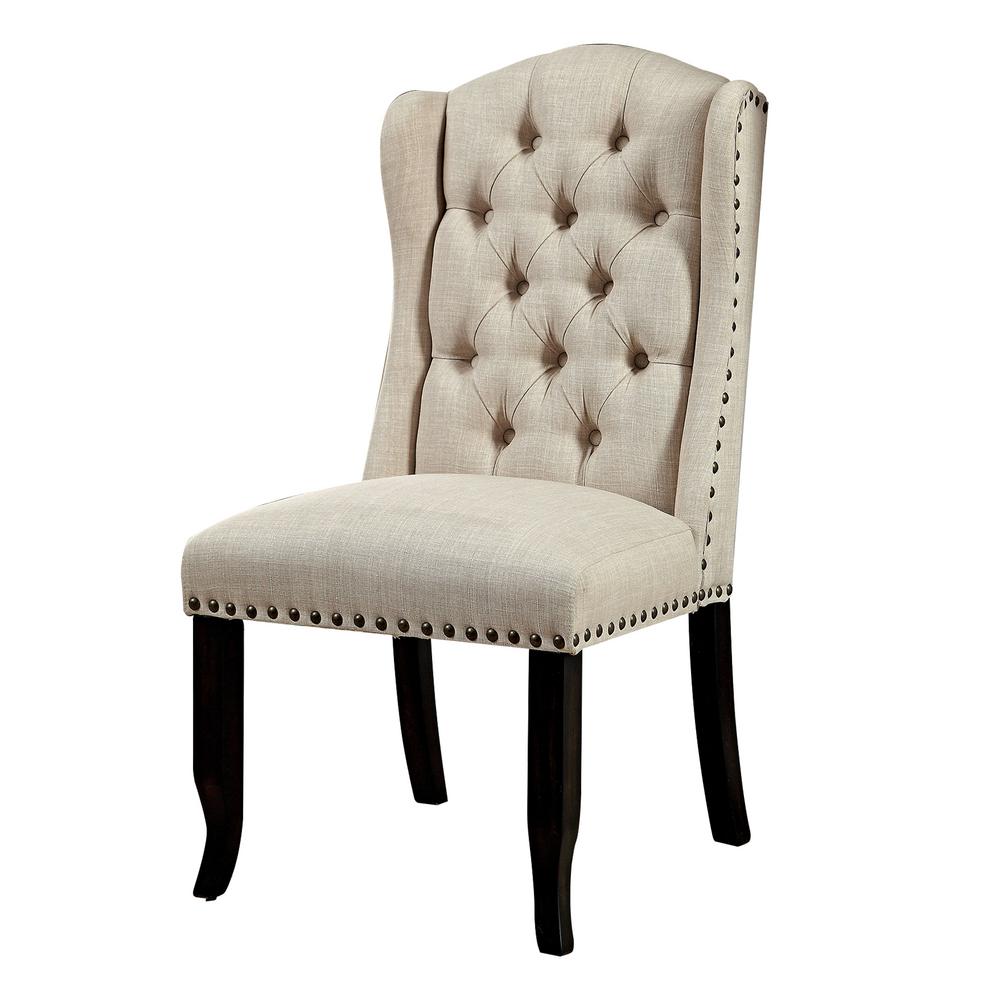 Wingback Chair  Antique Black and Beige