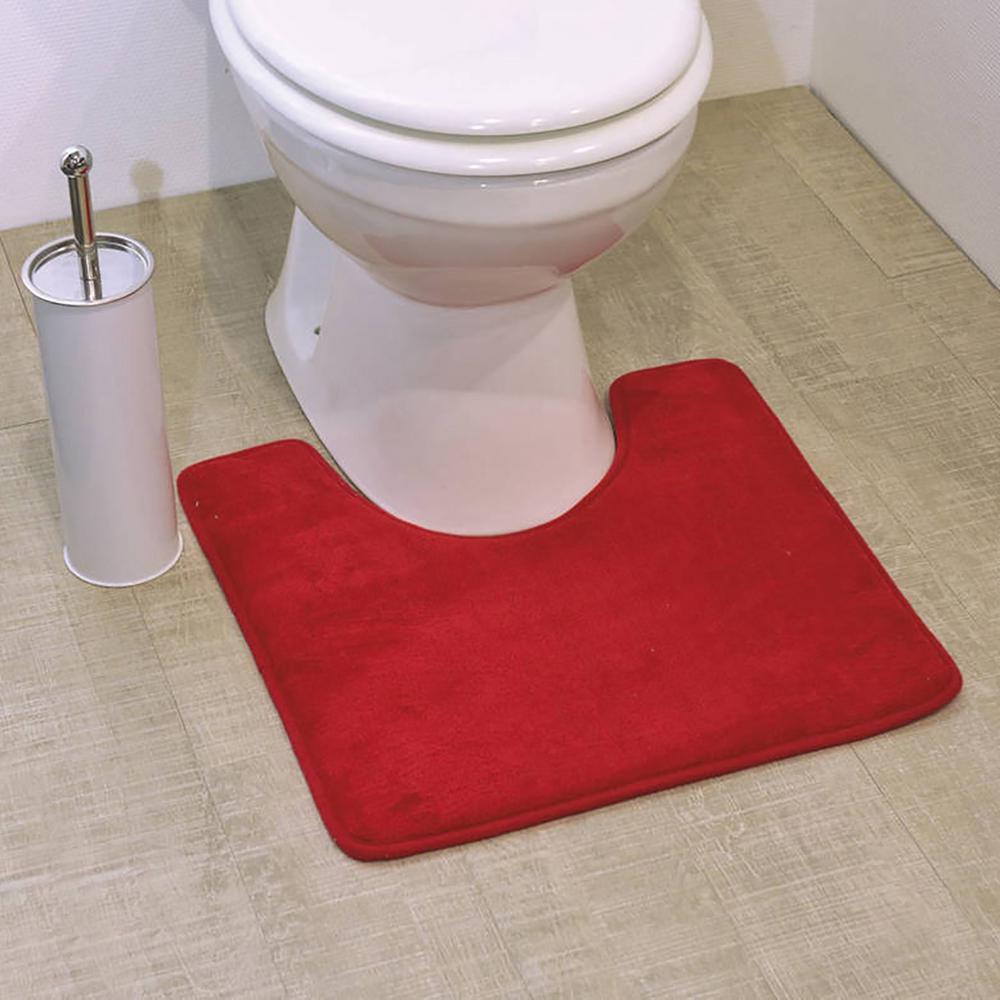 20 In L X 20 In W Red Polyester Microfiber Toilet Contour Bath