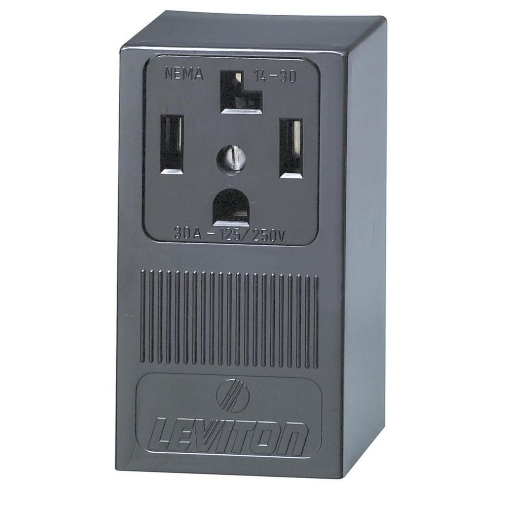 Leviton 30 Amp Single Surface Mounted Single Outlet, Black-R60-55054 ...