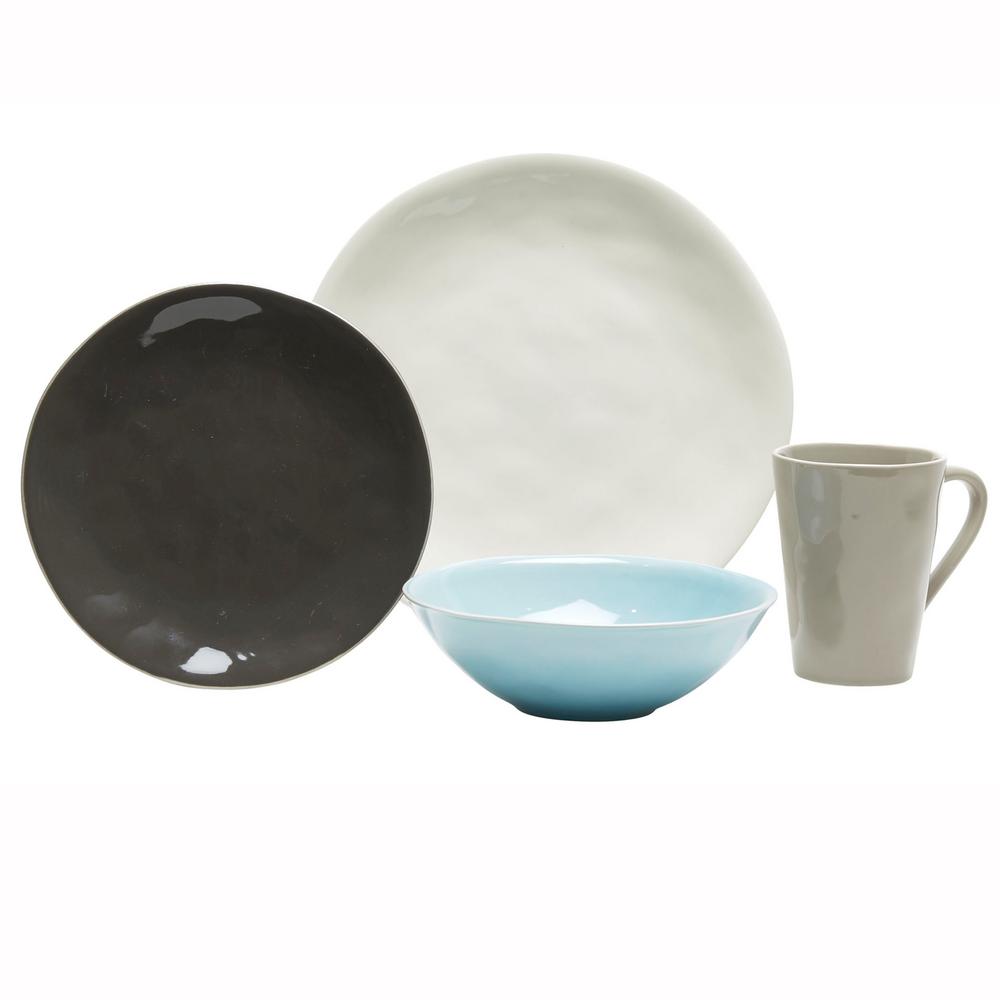 Serenity 16Piece Blue and Grey Dinnerware SetSERE16 The Home Depot