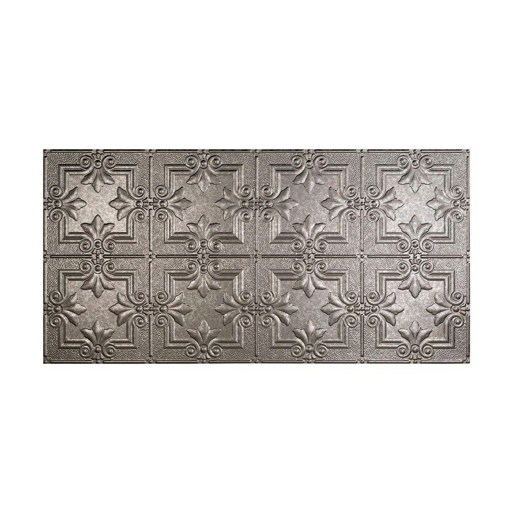 Fasade Regalia 2 ft. x 4 ft. Vinyl GlueUp Ceiling Tile in Galvanized