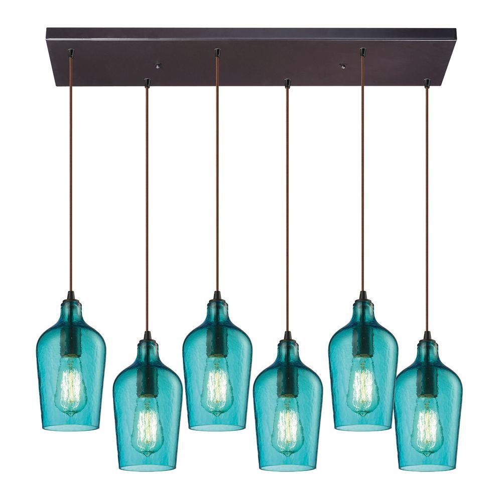 Blue Bronze Pendant Lights Lighting The Home Depot Hamrade Collection 6 Light Oil Rubbed Bronze Mini Pendant
