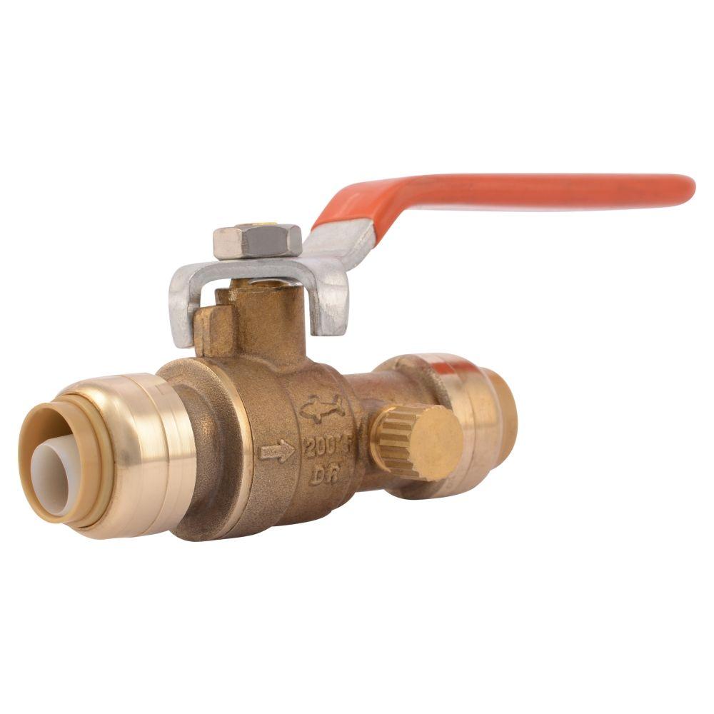 SharkBite 1/2 in. Brass Push-to-Connect Ball Valve with Drain-22304