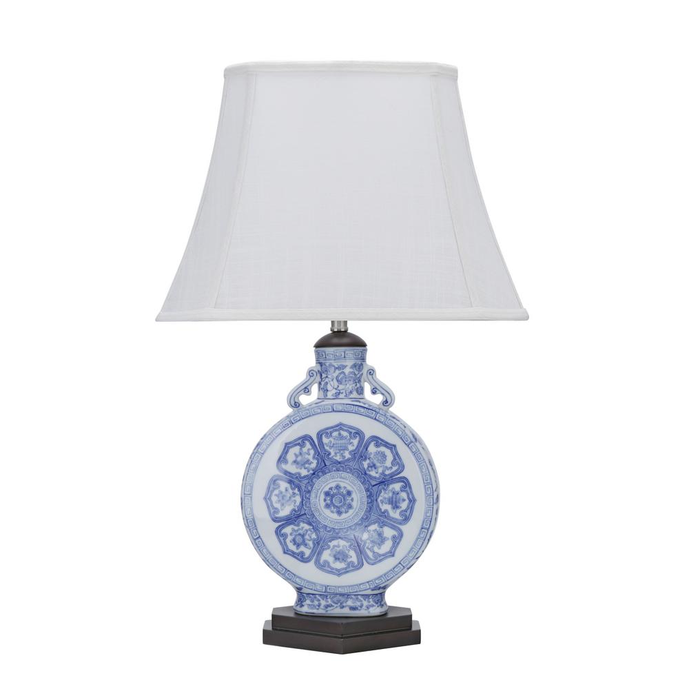 Aspen Creative Corporation 26 In Blue And White Ceramic Table Lamp With Rectangle Bell Shaped Shade Off