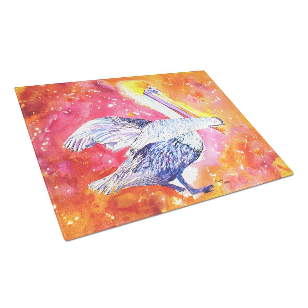 Carolines Treasures Two Pelicans with Blue Sky Glass Cutting Board Multicolor Large