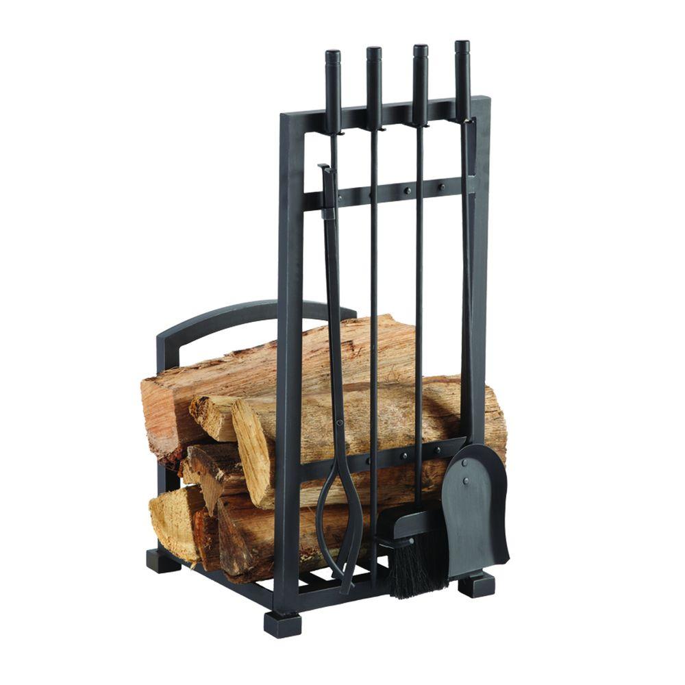 Pleasant Hearth Harper 4Piece Log Holder and Fireplace Tool SetFA338LT  The Home Depot