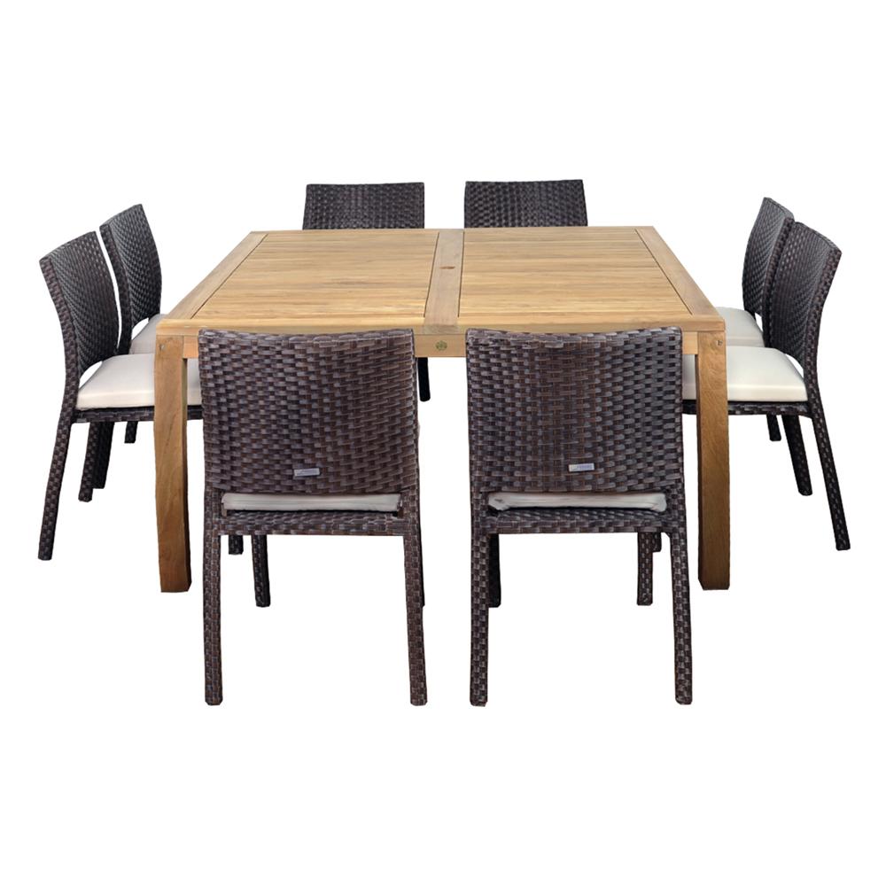 Georgia 9 Piece Wood Outdoor Dining Set En Ih Geo9pc The Home Depot