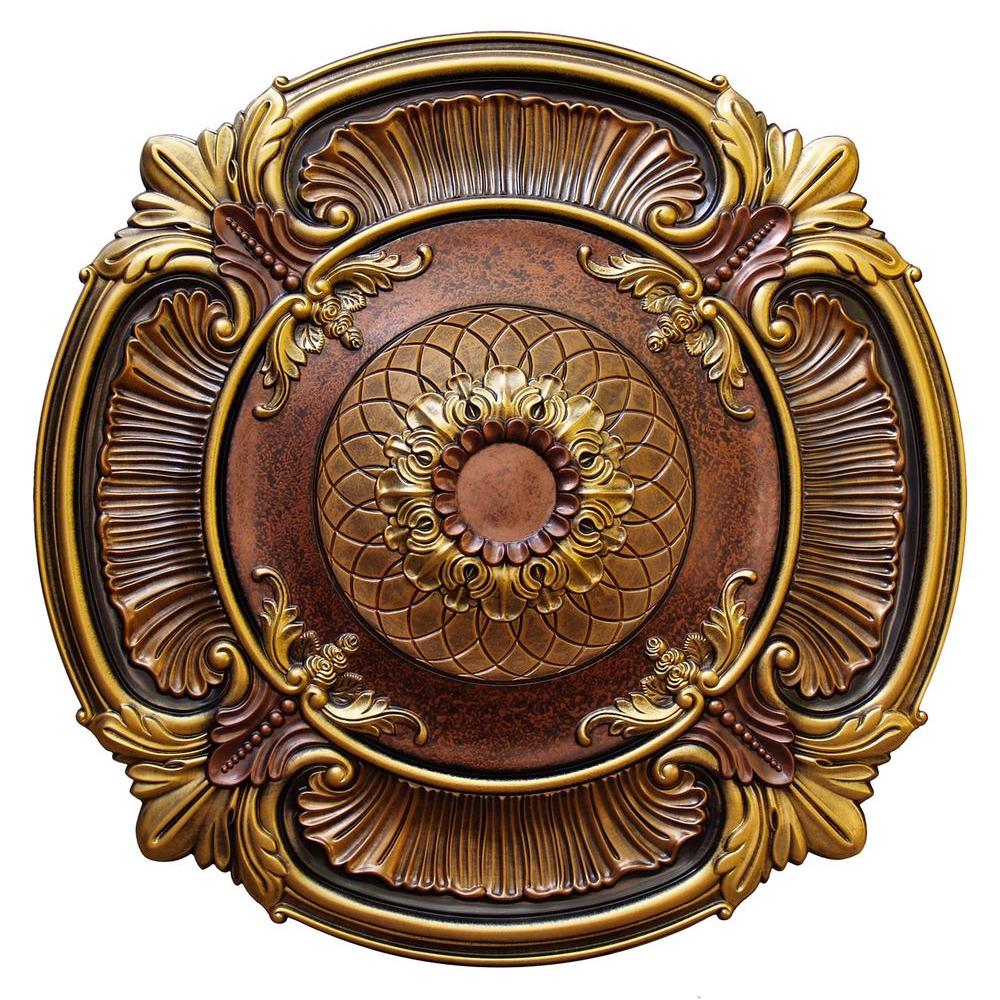 Fine Art Deco 40 In Spring Dreams Ii Bronze Gold And Copper Polyurethane Hand Painted Ceiling Medallion