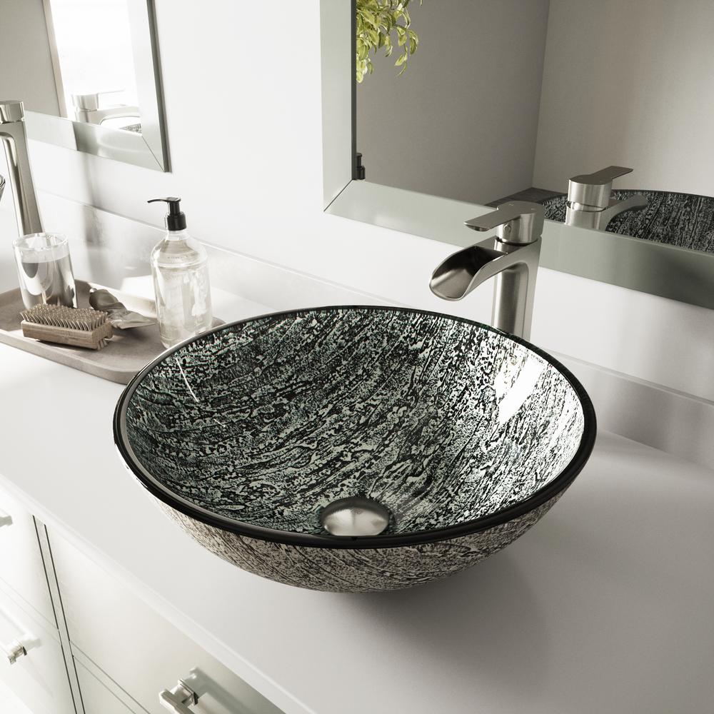 Vigo Vessel Sink In Titanium And Niko Faucet Set Brushed Nickel Vigo Vessel Sink In Titanium And Niko Faucet Set Brushed Nickel