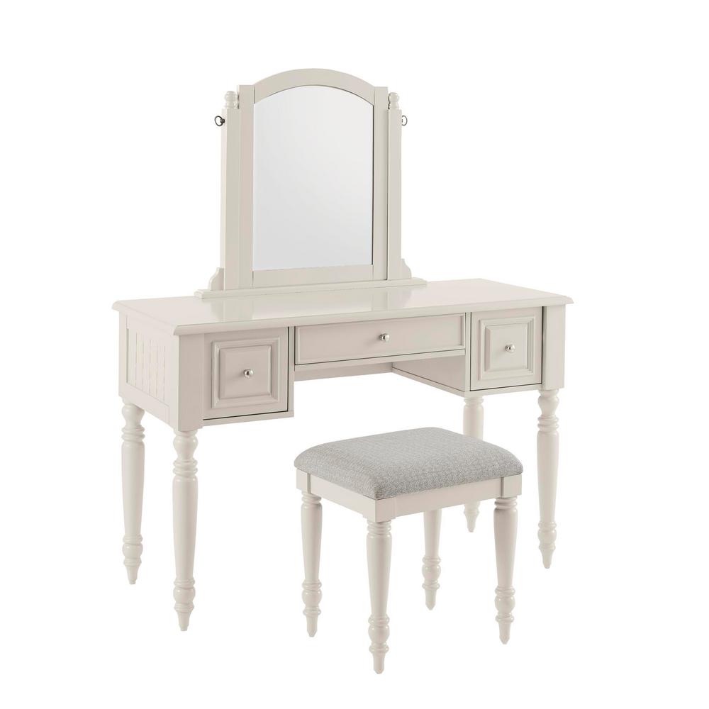 Makeup Vanity Set Beige Makeup Vanities Bedroom Furniture The Home Depot