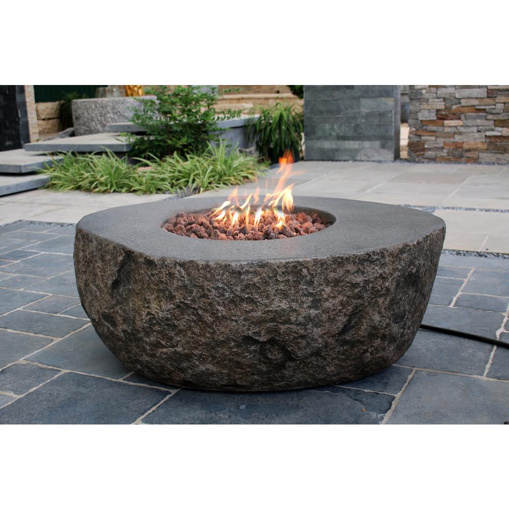 Elementi Boulder 35 In X 16 In Round Concrete Propane Fire Pit