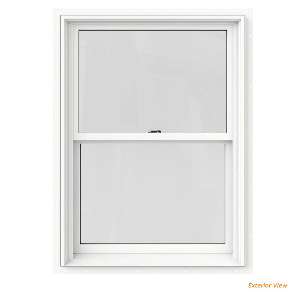 JELDWEN 29.375 in. x 36 in. W2500 Series White Painted Clad Wood Double Hung Window w/ Natural