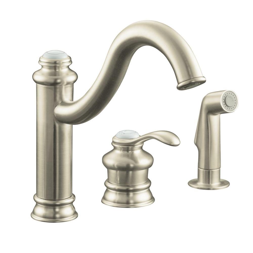 KOHLER Fairfax Single-Handle Standard Kitchen Faucet with Side Sprayer