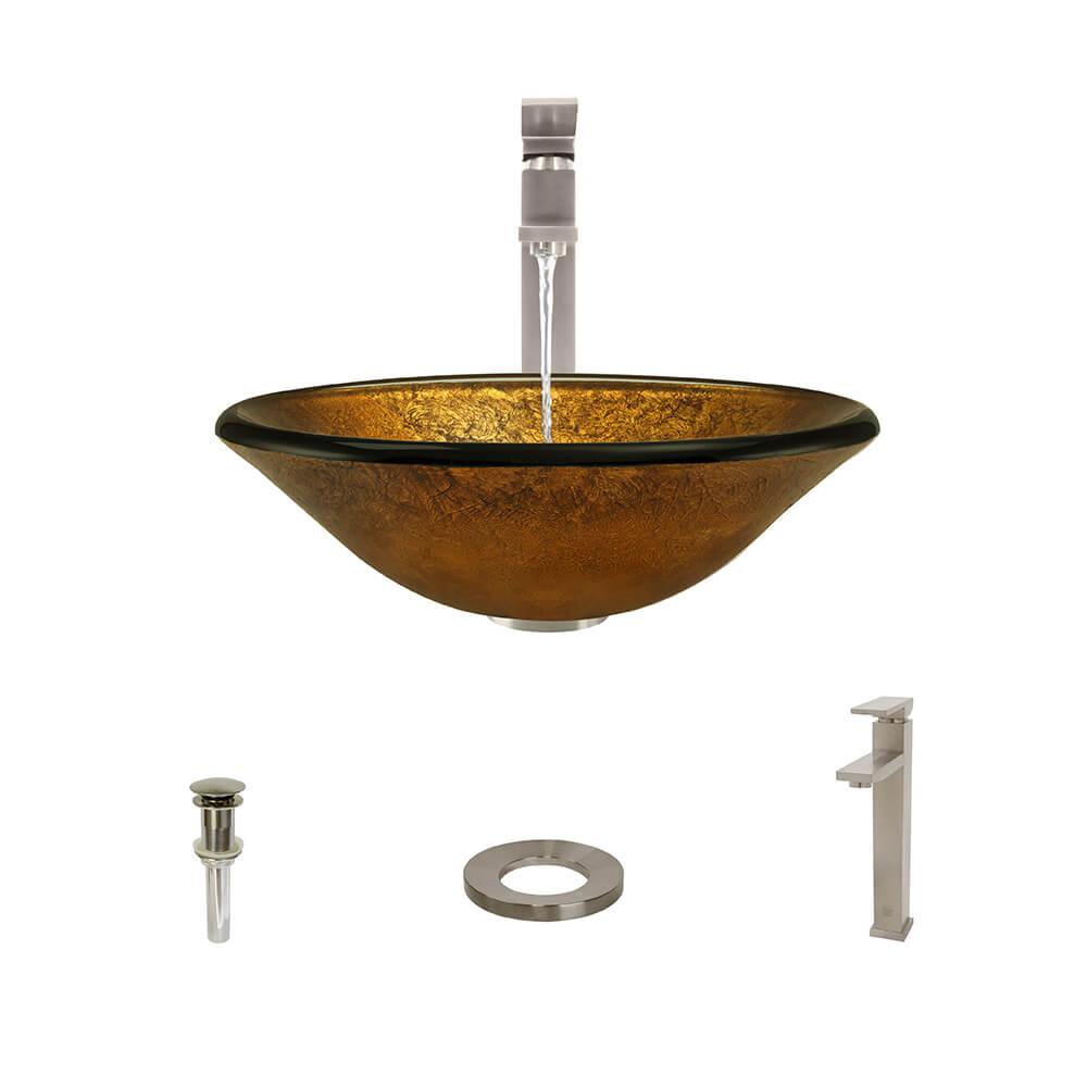 MR Direct Glass Vessel Sink in Golden Bronze Foil Undertone with