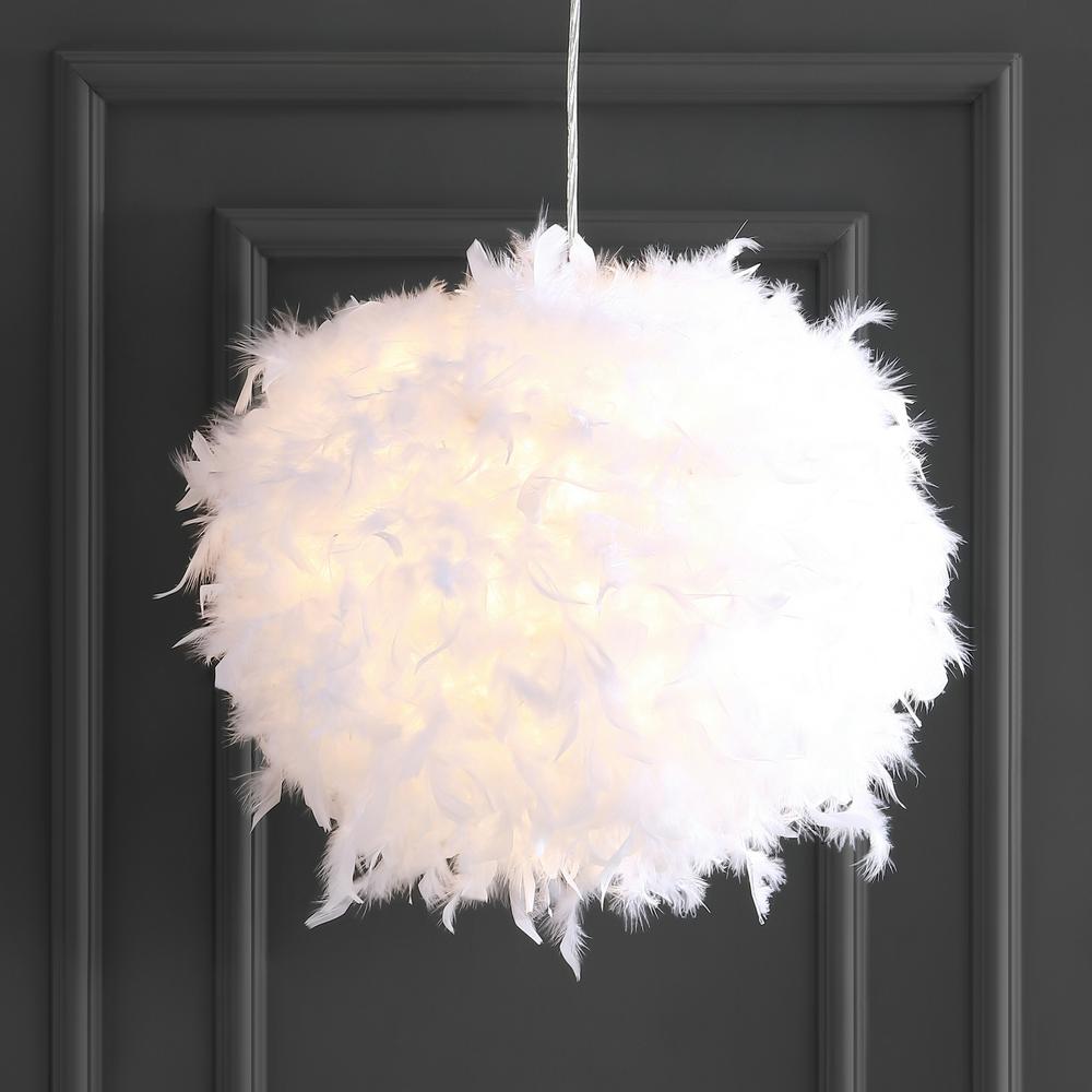 white feather ceiling light