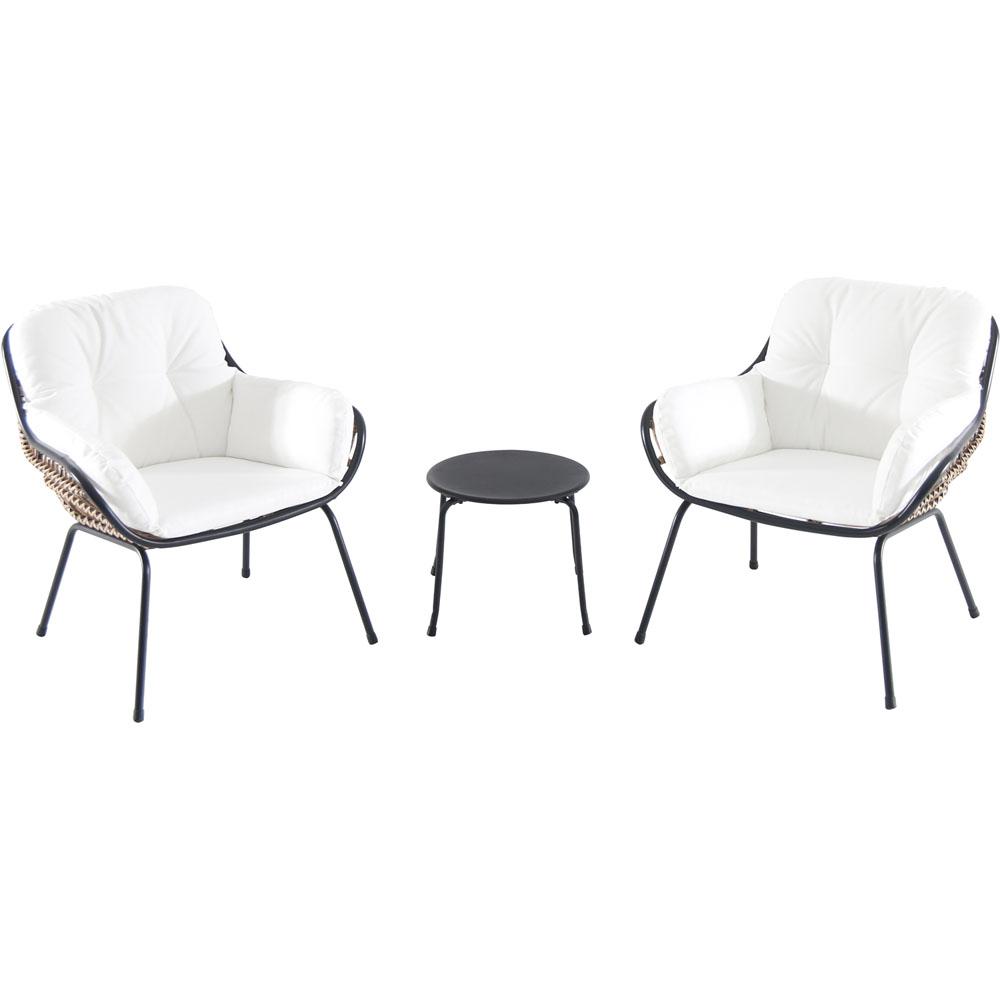 Hanover Naya 3 Piece Wicker Conversation Set With White Cushions Hanover Naya 3 Piece Wicker Conversation Set With White Cushions