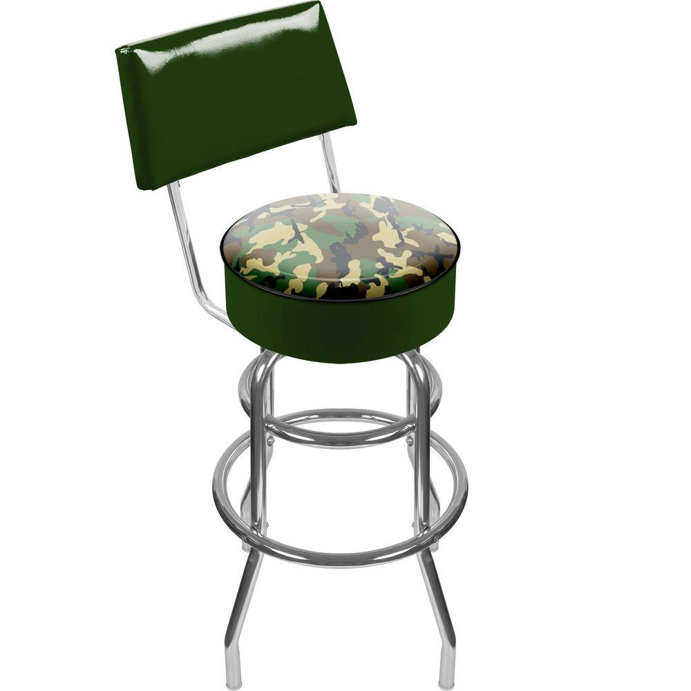 Trademark Hunt Camo 30 In Chrome Swivel Cushioned Bar Stool Chrome Swivel Cushioned Bar Stool