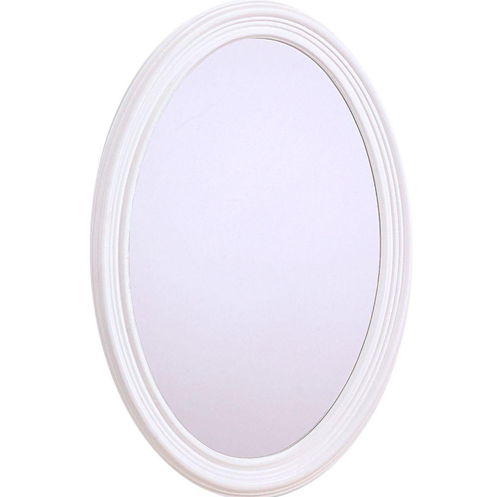 Glacier Bay Napoli 31 in. x 21 in. Oval Mirror in White209307 The