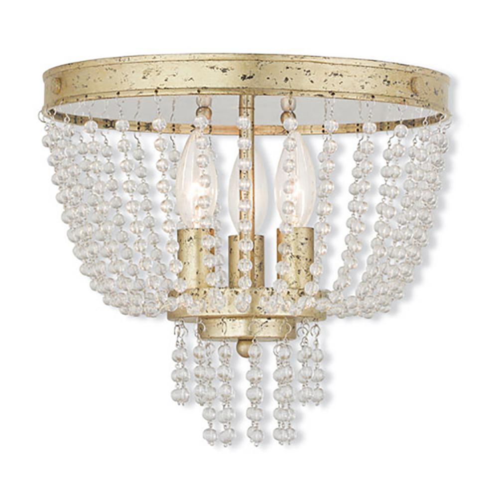 Livex Lighting Valentina 3 Light Winter Gold Flushmount 51864 28 Livex Lighting Valentina 3 Light Winter Gold Flushmount
