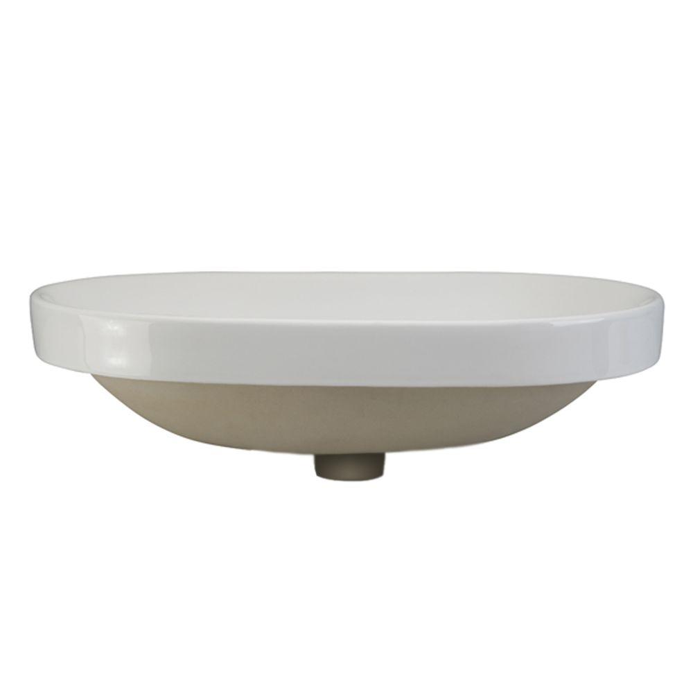 DECOLAV Classically Redefined Semi Recessed Oval Bathroom Sink in White