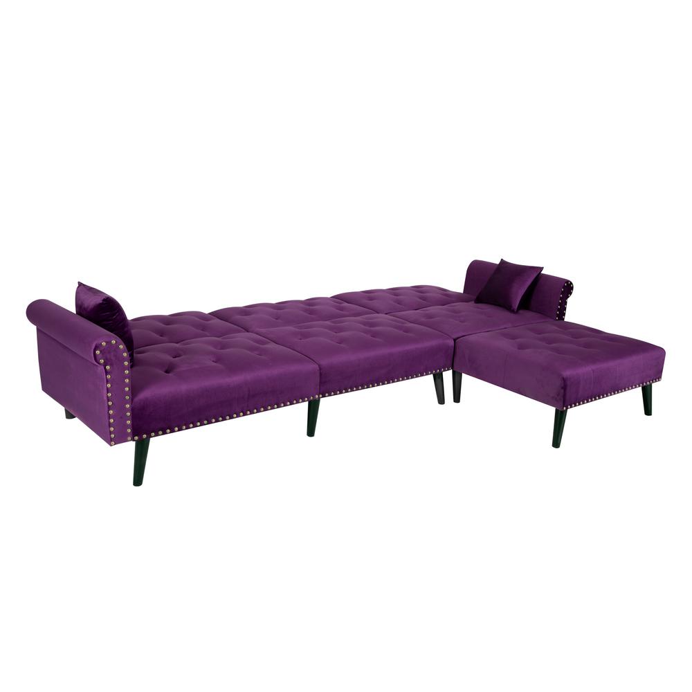 Boyel Living Glorious Purple L Shape Reversiable Futon Sectional L Shape Reversiable Futon Sectional