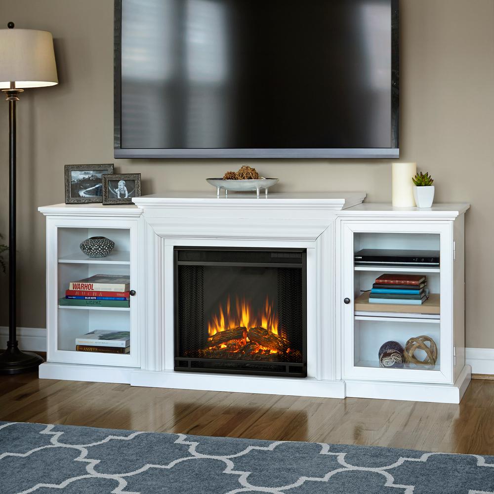 Real Flame Frederick 72 in. Entertainment Center Electric Fireplace in White-7740E-W - The Home ...