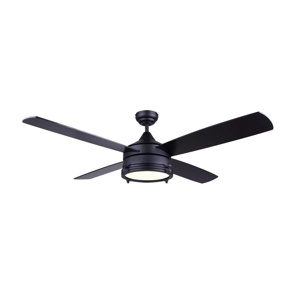 Canarm Simon 52 In Led Indoor Matte Black Dual Mount Ceiling Fan With Light Kit And Remote Control