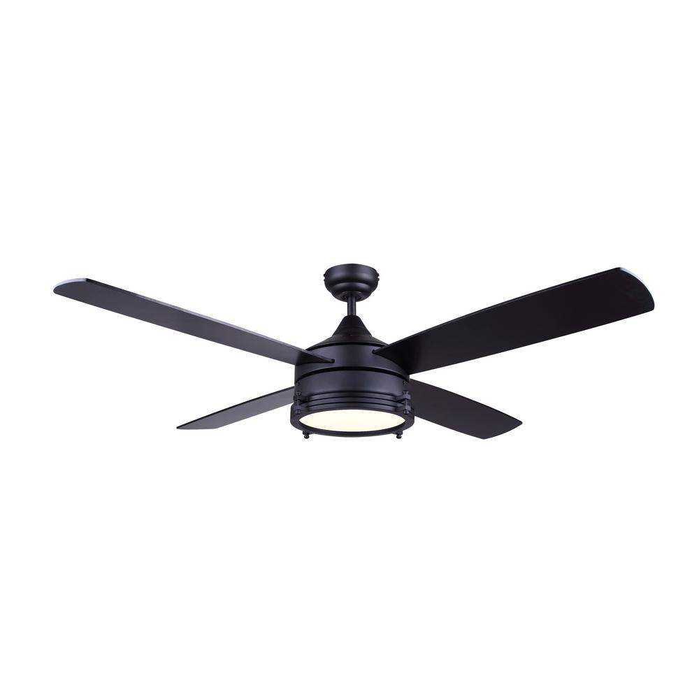 CANARM SIMON 52 in. LED Indoor Matte Black Dual Mount Ceiling Fan with