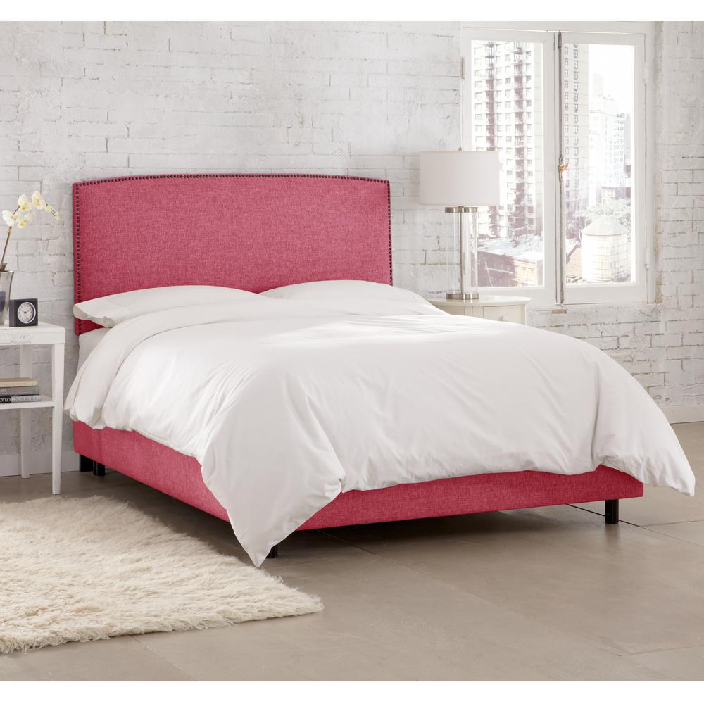 Full Pink Upholstered Headboard Beds Headboards Bedroom Groupie Azalea Full Nail On Border Bed