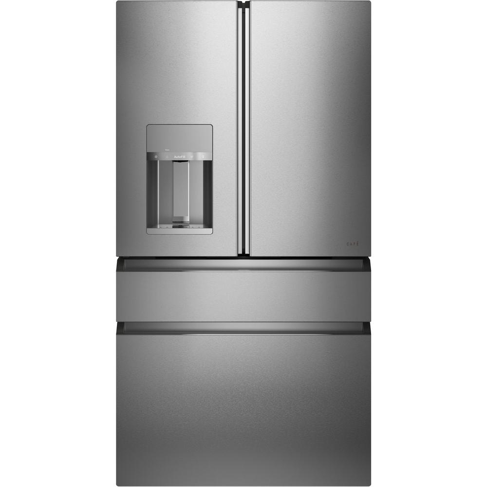 Cafe 27 8 Cu Ft Smart 4 Door French Door Refrigerator In Platinum Glass Energy Star