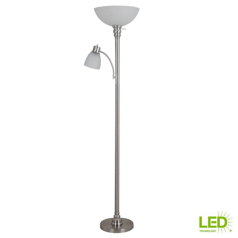 Hampton Bay 70 In Mother Daughter Floor Brushed Nickel Lamp With Mother Daughter Floor Brushed Nickel Lamp With 9 5 Watt Led