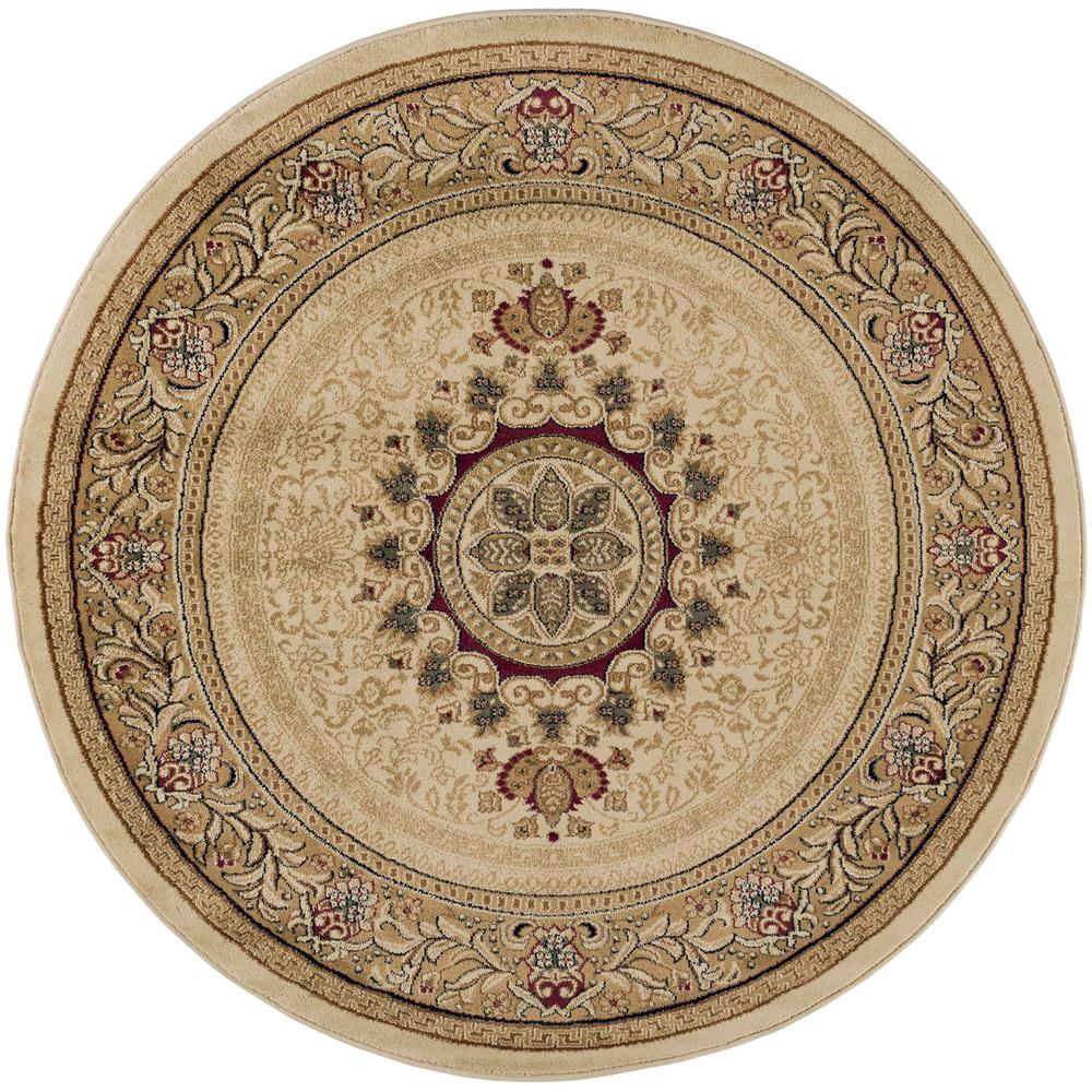 Tayse Rugs Sensation Beige 5 Ft Traditional Round Area Rug 4672 Tayse Rugs Sensation Beige 5 Ft Traditional Round Area Rug