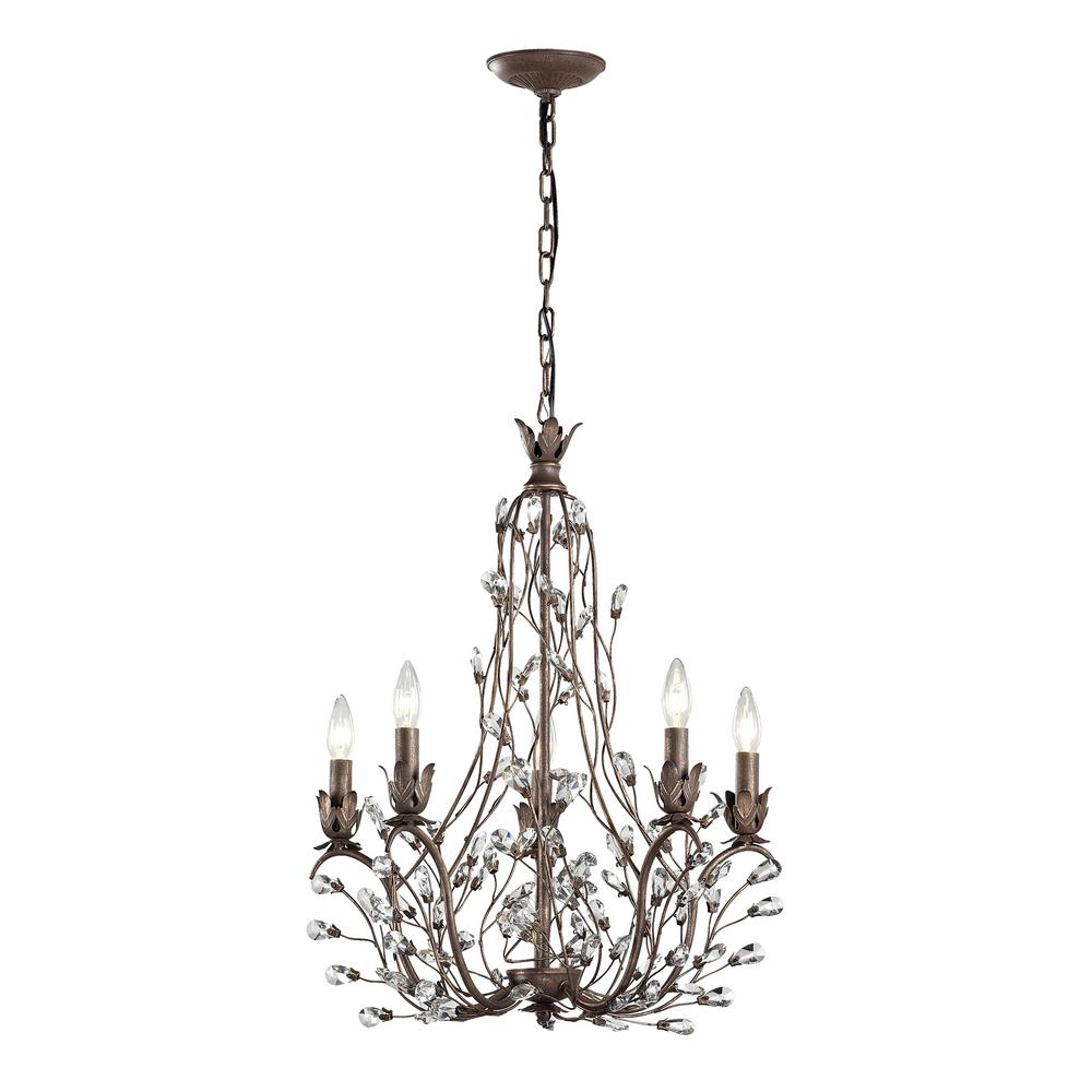 An Lighting Sagemore 5 Light Bronze Rust With Clear Crystal Chandelier An Lighting Sagemore 5 Light Bronze Rust With Clear Crystal Chandelier