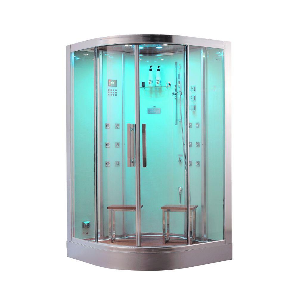 Ariel 47.2 in. x 47.2 in. x 89 in. Steam Shower Enclosure Kit in White