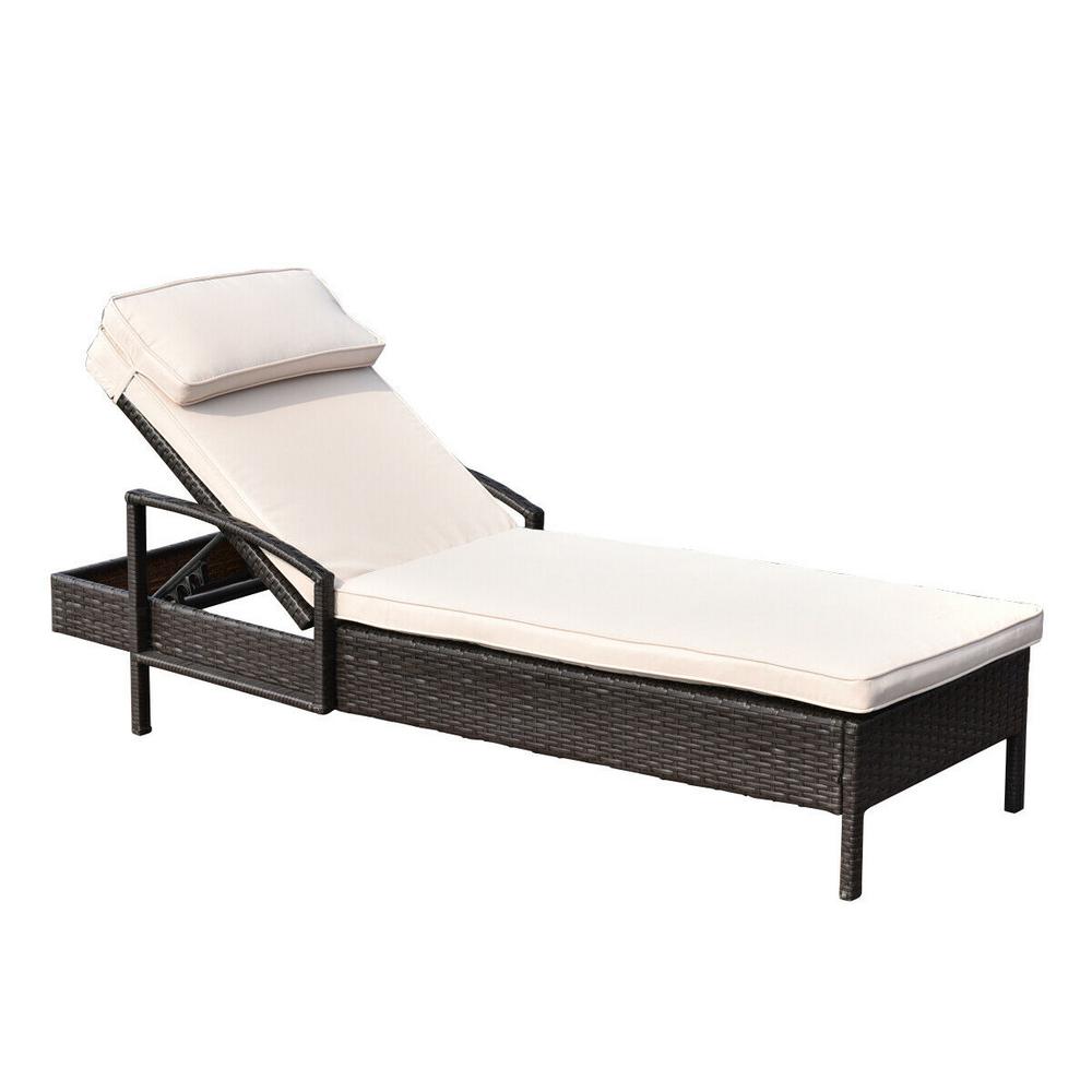 Costway Brown Wicker Patio Outdoor Chaise Lounge Chair With Pillow And Off White Cushion Hm0012 The Home Depot - Off White Outdoor Chaise Lounge Cushions Costway Brown Wicker Patio Outdoor Chaise Lounge Chair With Pillow And Off White Cushion Hm0012 The Home Depot - Off White Outdoor Chaise Lounge Cushions