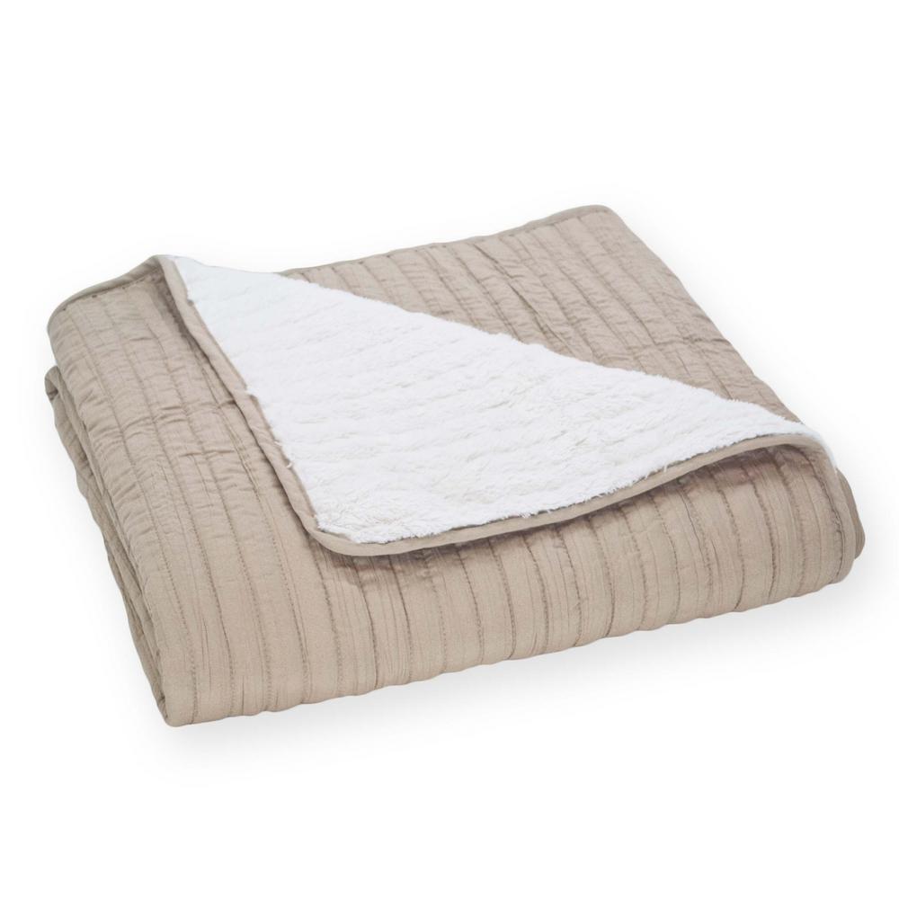 London Fog Garment Washed Crinkle 60 in. x 70 in. Throw Reversing to